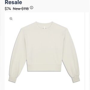 Lululemon softstreme cropped crew sweatshirt, size 4, white/cream color